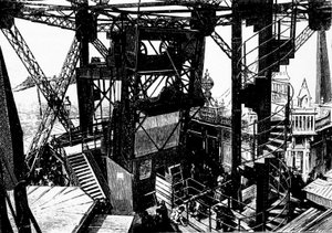 Illustration sur la construction de la Tour Eiffel.