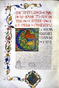 Incipit du manuscrit de « De civitate dei » de Saint Augustin. Manuscrit du 15ème siècle. Milan, Bibl, Trivulziana