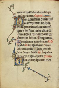 Initiale N : Saint Paul avec une épée ; Initiale V : Saint Pierre avec une clé