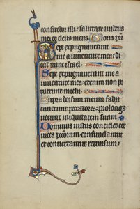 Initiale S : Un homme avec une croix chassant deux démons - Unknown artist