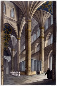 Intérieur de la cathédrale de Salamanque. Lithographie du 19ème siècle