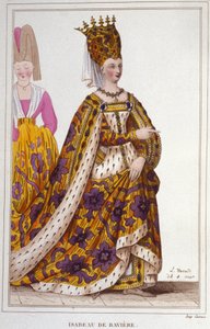 Isabeau (Isabelle, Elisabeth) de Bavière (1371-1435). Reine de France. Gravure de 1830