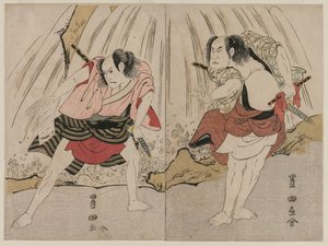 Kataoka Nizaemon VII et Ichikawa Yaozo III dans une confrontation près d