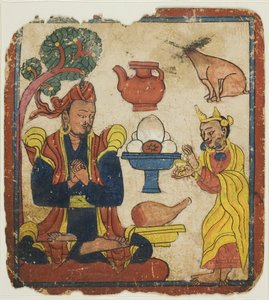 Le roi Mangkur nourri par la reine Devika, tiré d