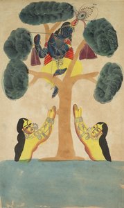 Krishna vole les vêtements des vachères (Gopis)