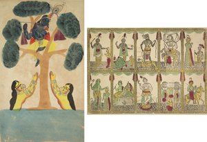Krishna vole les vêtements des vachères (Gopis) (recto); Das Avataras, dix incarnations de Vishnu (verso) - Unknown artist