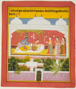 Krishna et Radha dans un pavillon, d