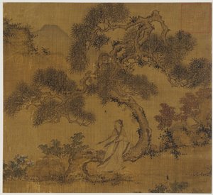 Paysage : un homme sous un pin - Unknown artist