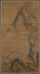 Paysage : montagne et eau ; une figure sous un prunier - Unknown artist