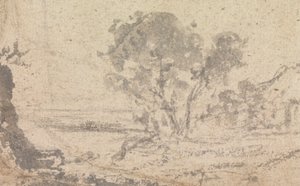 Croquis de paysage avec un arbre