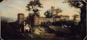 Paysage avec château fortifié - Unknown artist