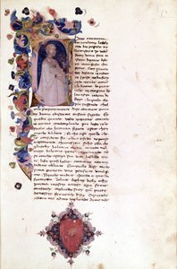 Lettrine « a » sur une page miniature de l