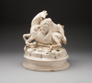 Lion attaquant un cheval