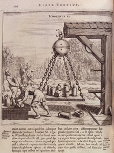 Chargement des hémisphères de Magdebourg suspendus - dans « Ottonis de Guericke: Experimenta Nova Magdeburgica de vacuo spatio » par Otto von Guericke - Unknown artist