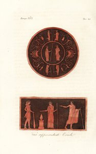 Lysandre et Agésilas II de Sparte (en haut) et Hercule en peau de lion avec une massue lors d