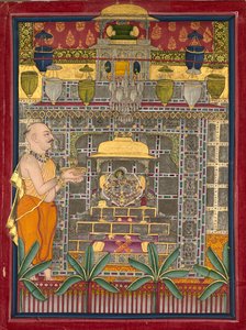 Maharao Kishor Singh II de Kota (r. 1819-28) adorant Krishna en tant que Brij Rajji - Unknown artist