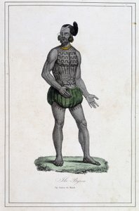 Homme des îles Byron avec tatouages (Polynésie) - dans « Les différents peuples de la terre » par Abbé Paul Jonhanneaud, Librairie des Bons livres