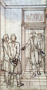 Rencontre de Goethe et Jung Stilling à Strasbourg. Dessin du XIXe siècle - Unknown artist
