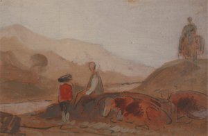Paysage montagneux avec figures près d