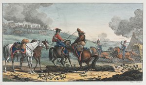 Artilleur monté menant trois chevaux - Unknown artist