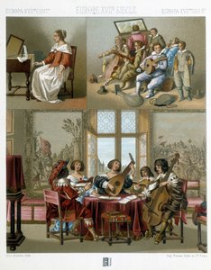 Musique en Europe au 17e siècle - dans « Le costume historique » par Racinet