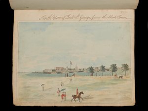 Vue nord du fort St George face à la ville noire, c.1800