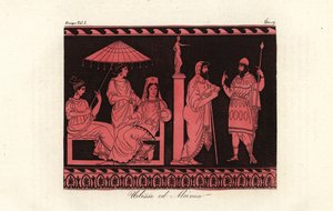 Ulysse accueilli par Alcinoos, roi des Phéaciens sur l