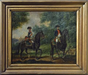 Officier et soldat du régiment Mestre de Camps en 1790, fin XVIIIe siècle