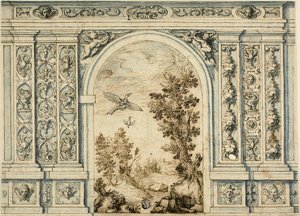 Mur ornemental avec paysage