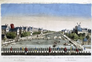 Maison des orphelins et pont Amstel à Amsterdam - Vue optique