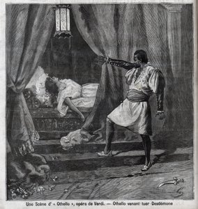 Othello vient de tuer Desdémone dans son lit. Scène de l