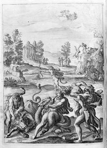 Ovide (Ovidius) - illustration pour le livre 15 - (P. Ovidii Nasonis Metamorphose libri XV um notis TH. Farnabii.) note de Thomas Farnaby (Farnabia) (1575-1647)