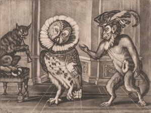 Hibou, singe et chat de Mezzotintoes par Smith, Vol. III - Unknown artist