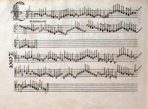 Page de partition musicale de Harmonice Musices Odhecaton par Ottaviano Petrucci (1501) - Unknown artist