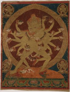Bannière peinte (Thangka) de la tête de mort portant (Kapâladhara) Hevajra