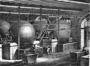 Fabrication de papier au 19ème siècle. - Unknown artist