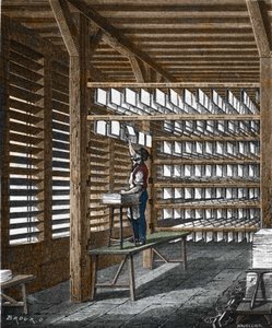 Production de papier au 19ème siècle. - Unknown artist