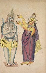 Parvati plaçant une guirlande de mariage sur Shiva (verso) - Unknown artist