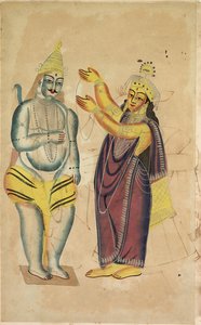 Parvati plaçant une guirlande de mariage sur Shiva - Unknown artist