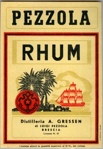 Publicité pour le rhum Pezzola (Chromolithographie fin 19ème siècle)