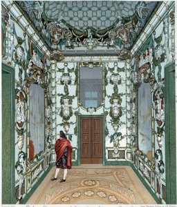 Salon de porcelaine du Palais Royal de Madrid. Gravure du 18ème siècle - Unknown artist