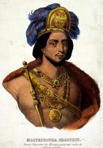 Portrait en buste de Moctezuma (ou Montezuma), dernier empereur du Mexique - ill. 19ème siècle d