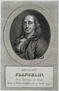 Portrait de Benjamin Franklin, homme politique et physicien américain (1706-1790)