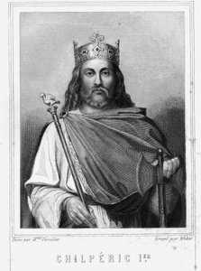 Portrait de Chilpéric Ier (539 - 584), roi de Neustrie - dans « Histoire des Français » par Lavallée, gravure