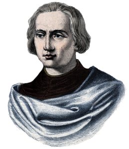 Portrait de Christophe Colomb (Christophe Colomb, Cristoforo Colombo, Cristóbal Colón) (1451-1506) Gravure du XIXe siècle