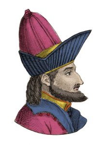 Portrait de Constantin XI (ou XII) Paléologue, dit Dragases (Constantin XI Palaiologos) (1404-1453), empereur byzantin. Gravure du XIXe siècle - Unknown artist