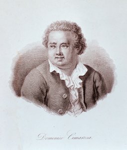 Portrait de Domenico Cimarosa (1749-1801) compositeur italien Gravure. XVIIIe siècle. Milan, bibliothèque du conservatoire