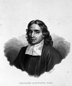 Portrait de Giambattista Vico (1668-1744), historien, juriste et philosophe italien. Aussi appelé Giovanni, Gian Battista, Jean Baptiste ou Jean-Baptiste. Gravure du 19ème siècle.
