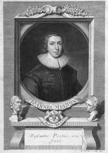 Portrait de John Milton, poète et essayiste anglais (1608 - 1674) gravure du 18ème siècle