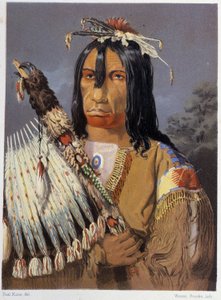 Portrait de Kee-Ake-Saa-Ka-Wow avec le calumet - dans "Wandering of an artist among the indians of north america" par Paul Kane, Longmans & Roberts, Londres - Unknown artist